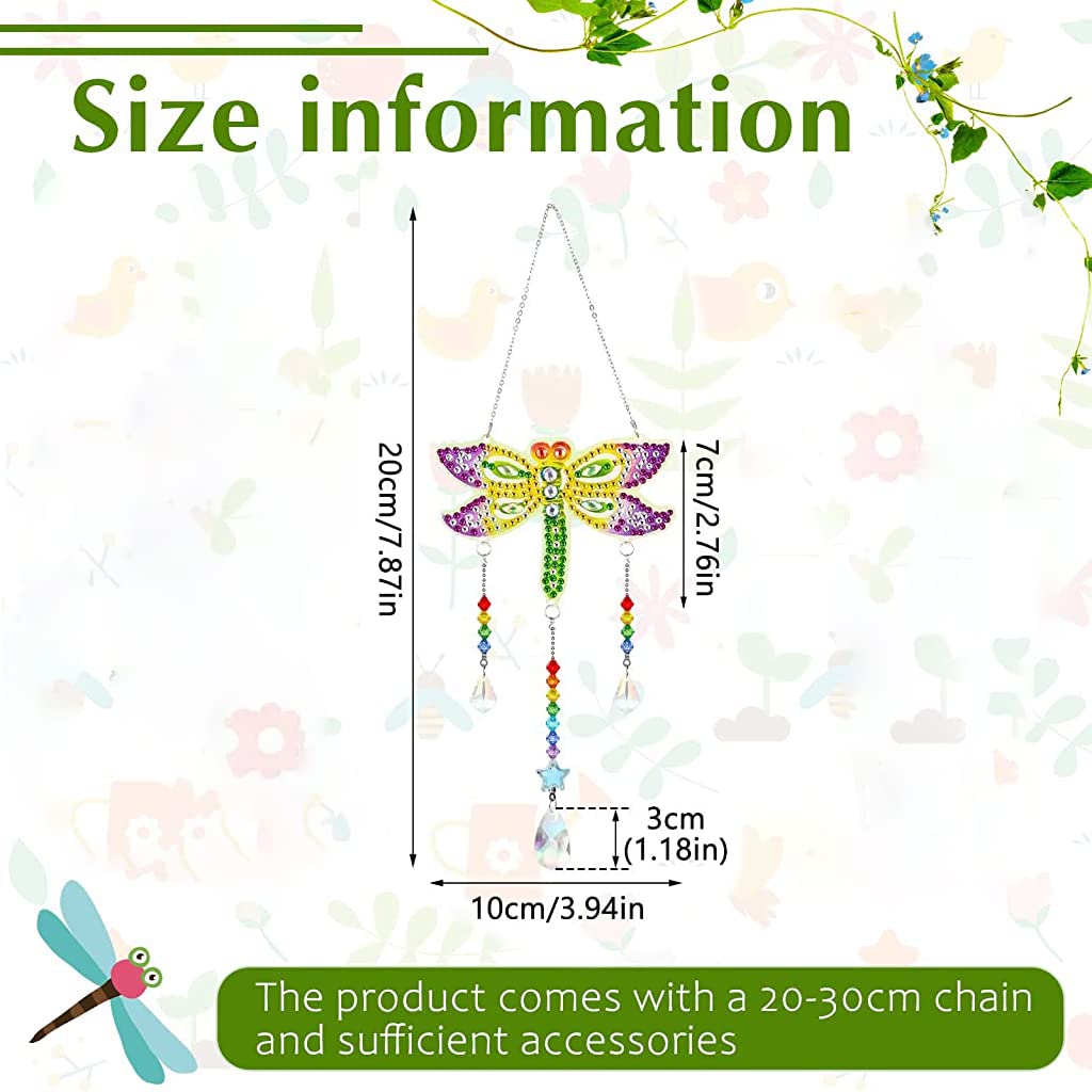 HASTHIP® DIY 5D Diamond Painting, Wind Chime Paint by Number Diamond Painting Hanging Ornament with Tools, Diamond Painting Pendent, Diamond Painting Gift (Dragonfly) HASTHIP® DIY 5D Diamond Painting, Wind Chime Paint by Number Diamond Painting Hanging Ornament with Tools, Diamond Painting Pendent, Diamond Painting Gift (Dragonfly)